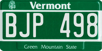 VT license plate BJP498
