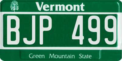 VT license plate BJP499