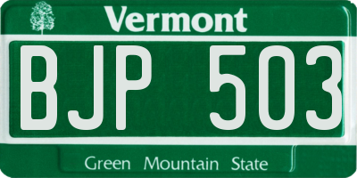 VT license plate BJP503