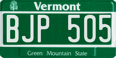 VT license plate BJP505