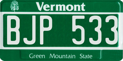 VT license plate BJP533