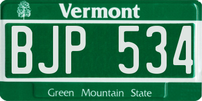 VT license plate BJP534