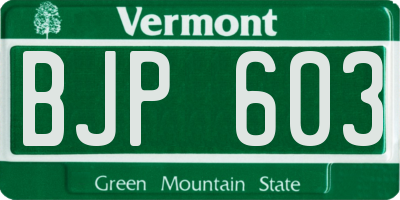 VT license plate BJP603