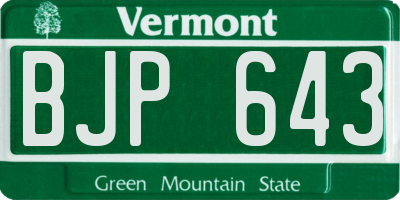 VT license plate BJP643