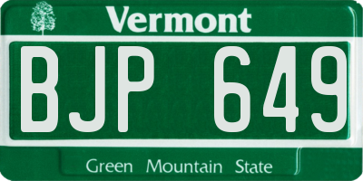VT license plate BJP649