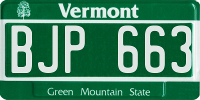 VT license plate BJP663