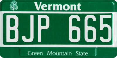 VT license plate BJP665