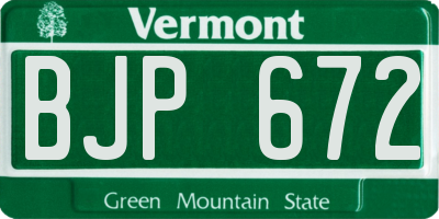 VT license plate BJP672