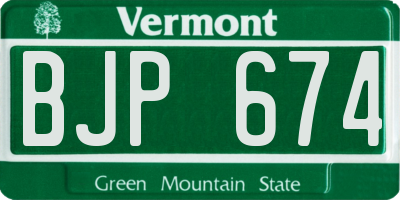 VT license plate BJP674