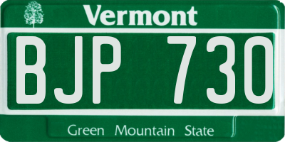 VT license plate BJP730