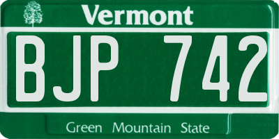 VT license plate BJP742
