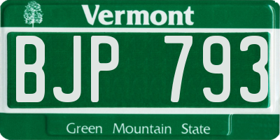 VT license plate BJP793