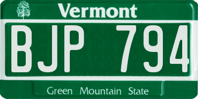 VT license plate BJP794