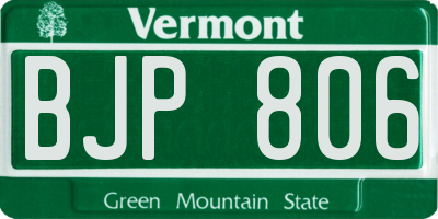VT license plate BJP806