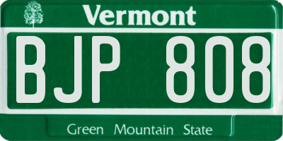 VT license plate BJP808