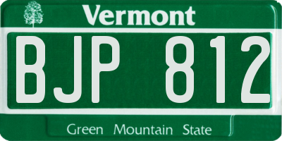VT license plate BJP812