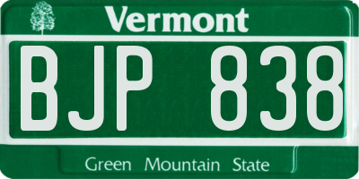 VT license plate BJP838
