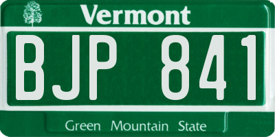 VT license plate BJP841