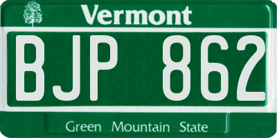 VT license plate BJP862