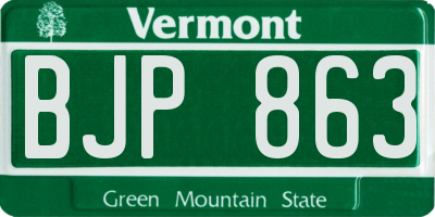 VT license plate BJP863