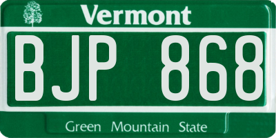 VT license plate BJP868