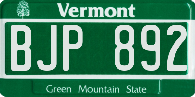 VT license plate BJP892