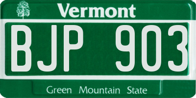 VT license plate BJP903