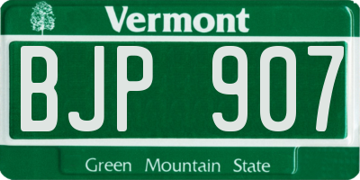 VT license plate BJP907