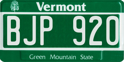 VT license plate BJP920
