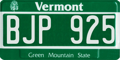 VT license plate BJP925