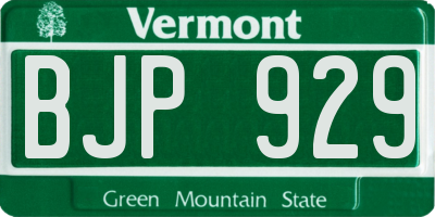 VT license plate BJP929