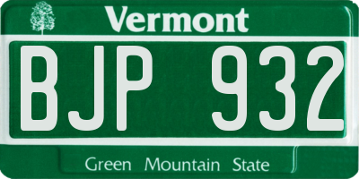 VT license plate BJP932