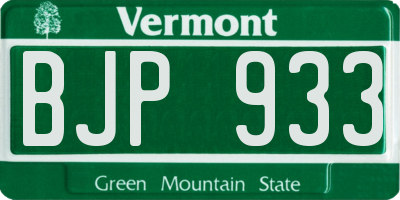VT license plate BJP933