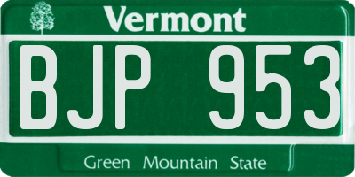 VT license plate BJP953