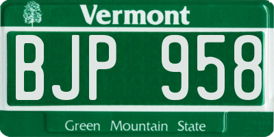 VT license plate BJP958
