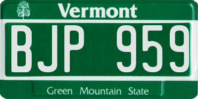 VT license plate BJP959