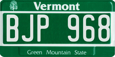 VT license plate BJP968