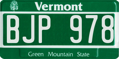 VT license plate BJP978