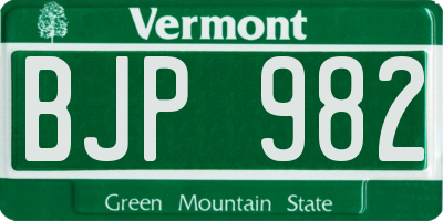VT license plate BJP982