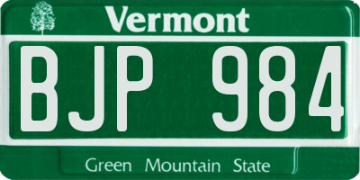 VT license plate BJP984