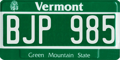 VT license plate BJP985