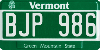 VT license plate BJP986