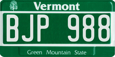 VT license plate BJP988