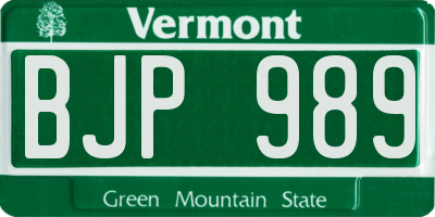VT license plate BJP989