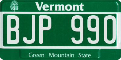 VT license plate BJP990