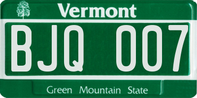 VT license plate BJQ007