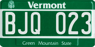 VT license plate BJQ023