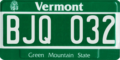 VT license plate BJQ032