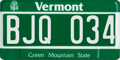 VT license plate BJQ034