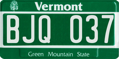 VT license plate BJQ037